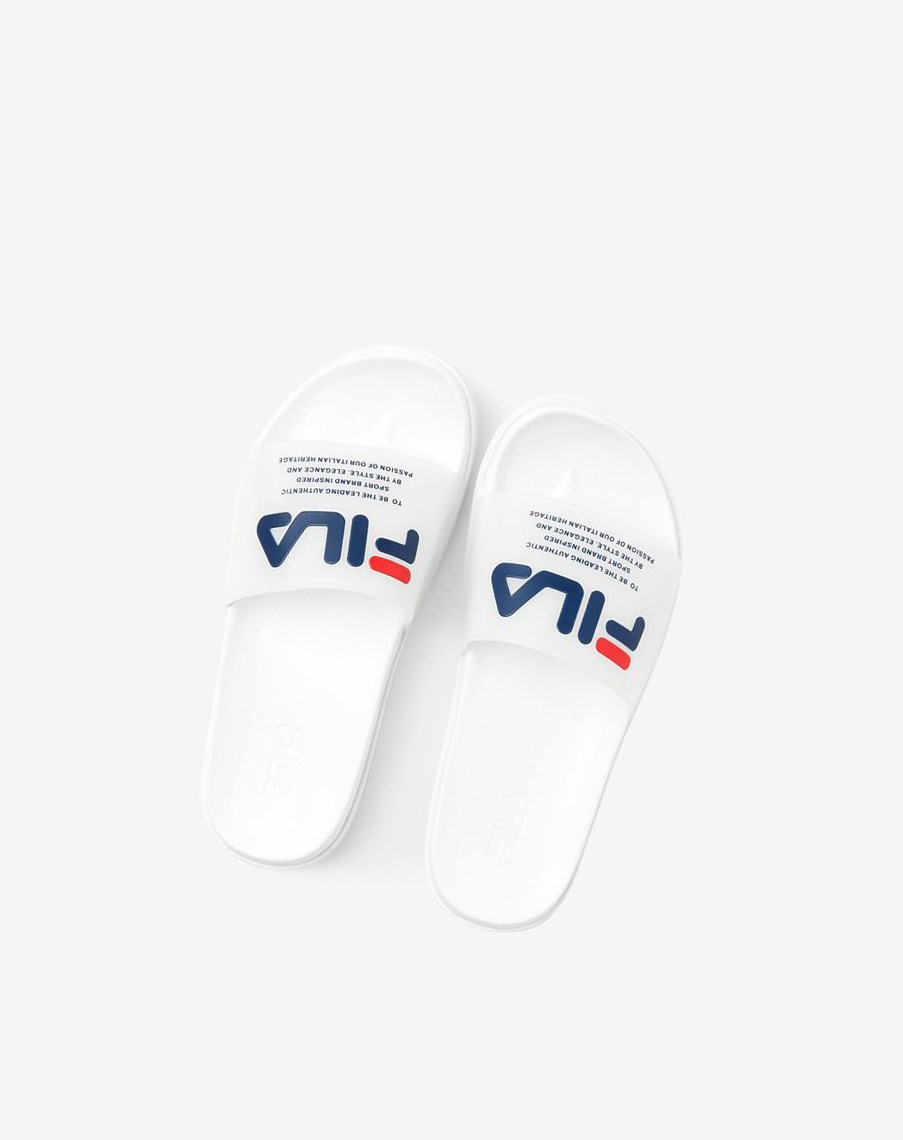 Fila Drifter Luxe Clear Klapki Sandals Białe Granatowe Czerwone | KSWOP-2974