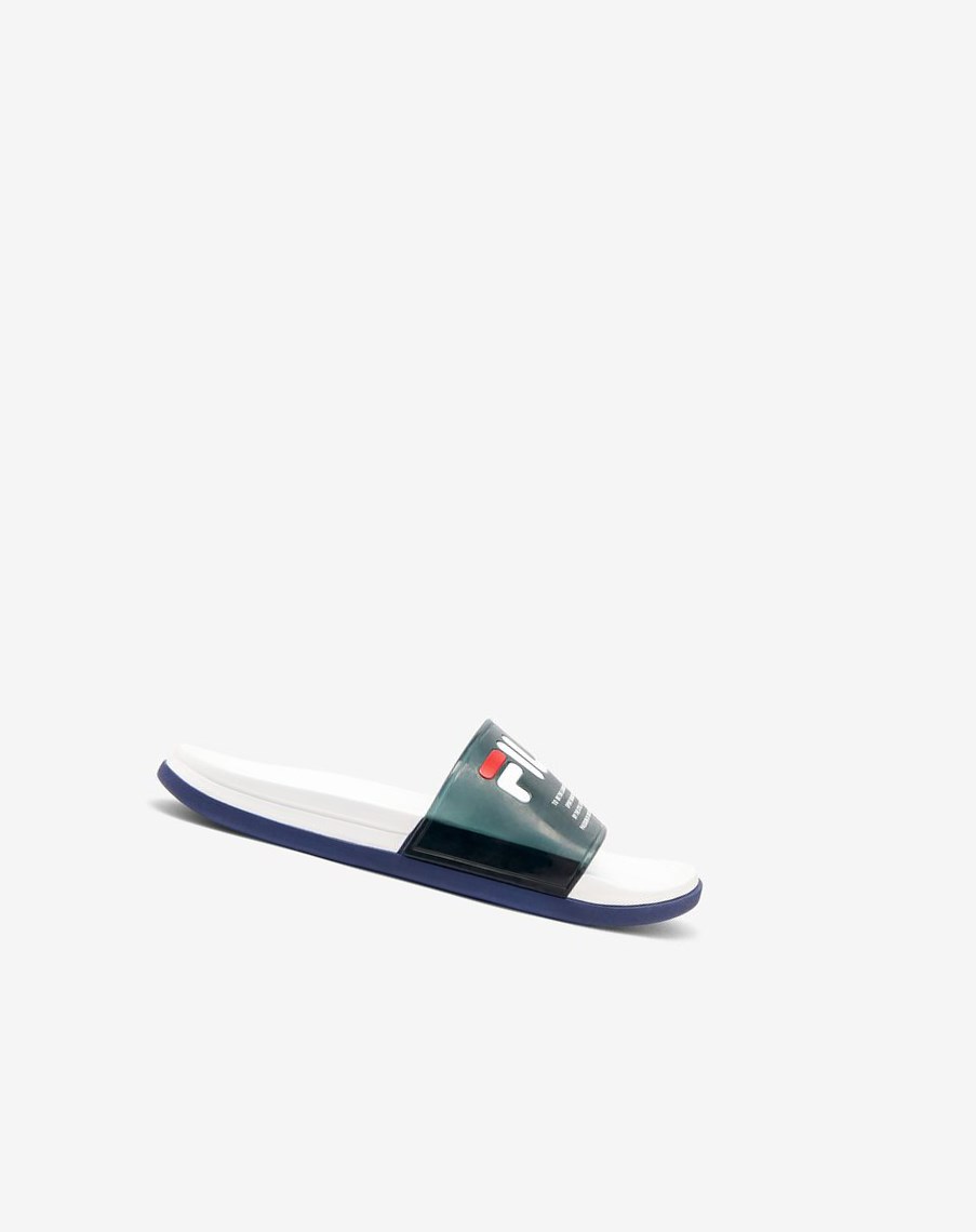 Fila Drifter Luxe Clear Klapki Sandals Granatowe Białe Granatowe | WXBLK-2963