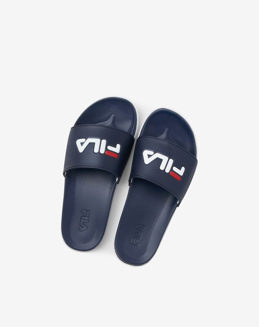 Fila Drifter Luxe Klapki Sandals Granatowe Granatowe Białe | JZLEI-9284