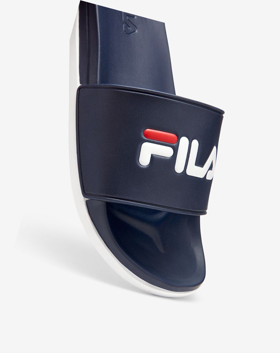 Fila Drifter Luxe Klapki Sandals Granatowe Granatowe Białe | JZLEI-9284