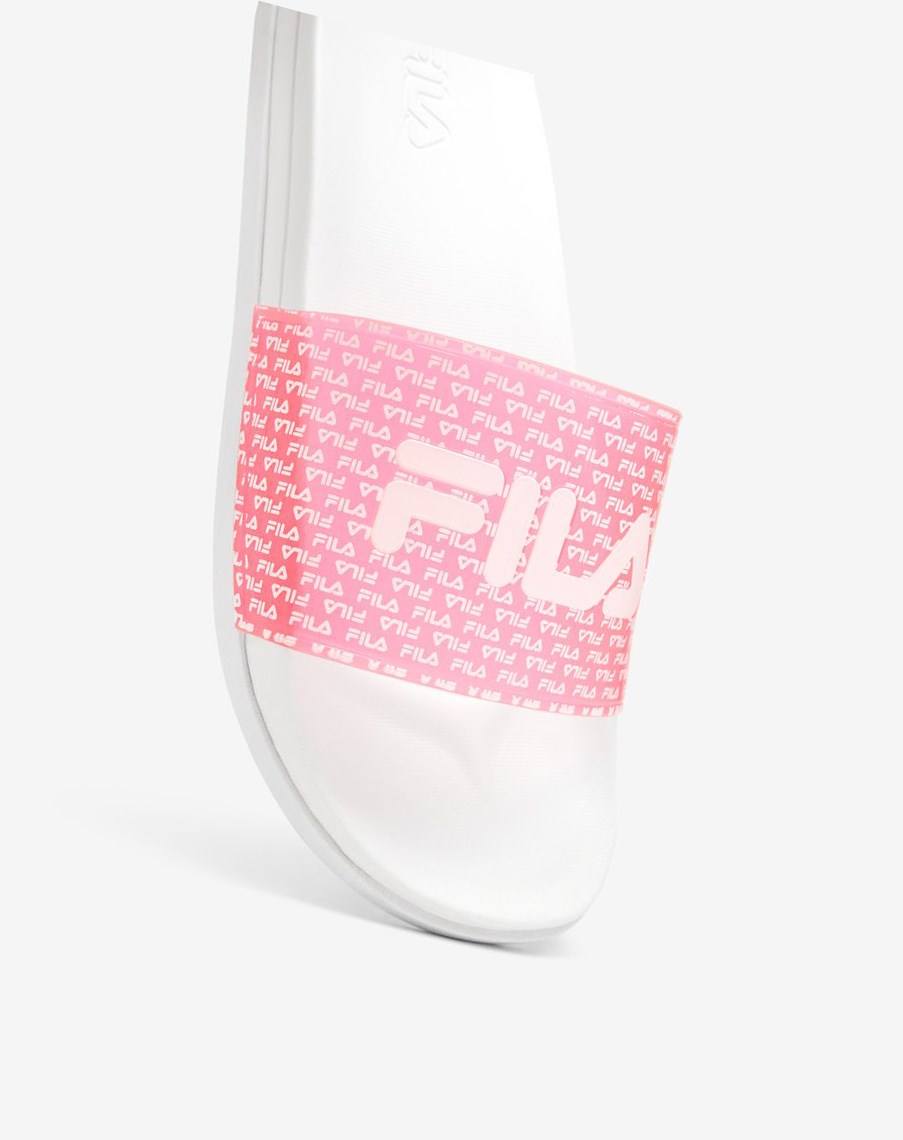 Fila Drifter Luxe Repeat Klapki Sandals Białe Różowe Białe | BYCLN-3872