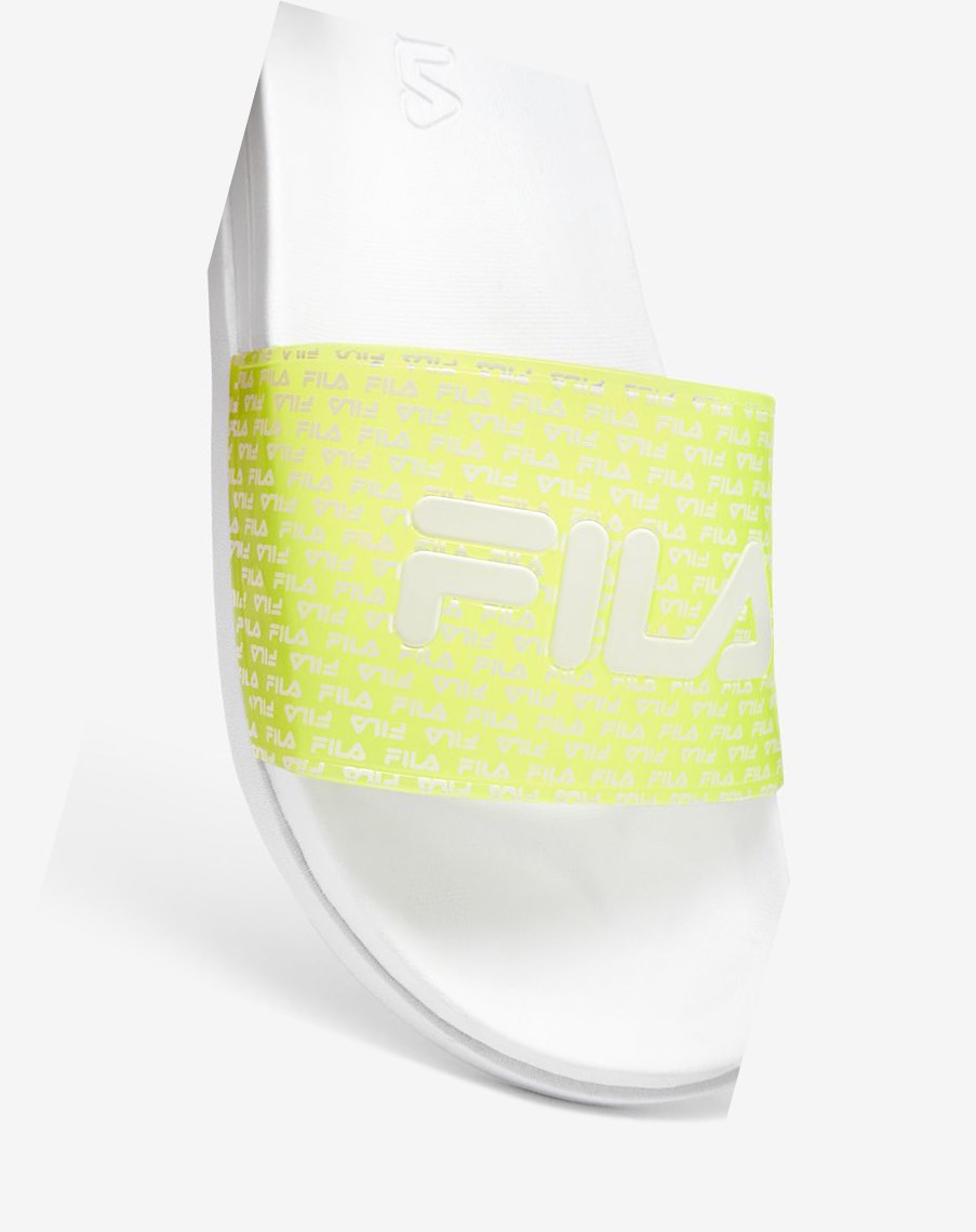 Fila Drifter Luxe Repeat Klapki Sandals Białe Żółte Białe | KIYAP-6017