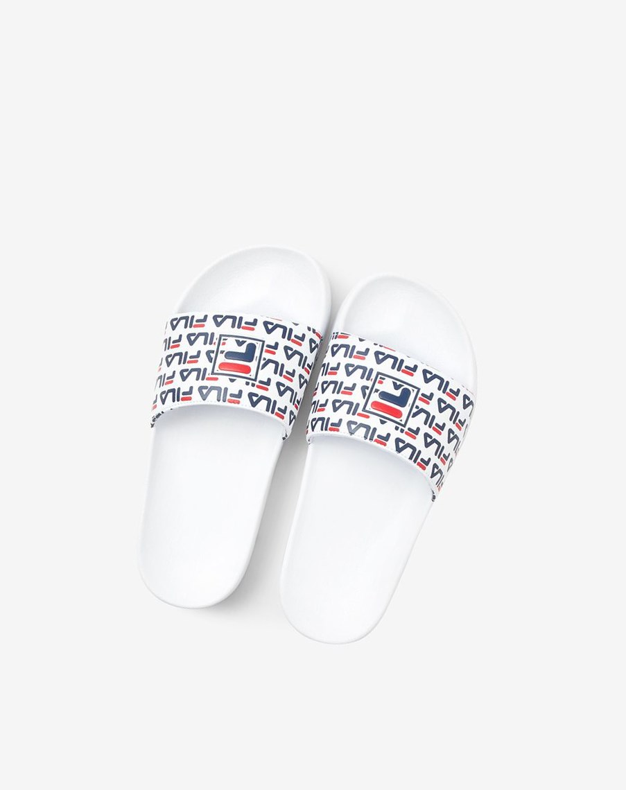 Fila Drifter Mood 2 Klapki Sandals Białe Granatowe Czerwone | QTLOI-0479