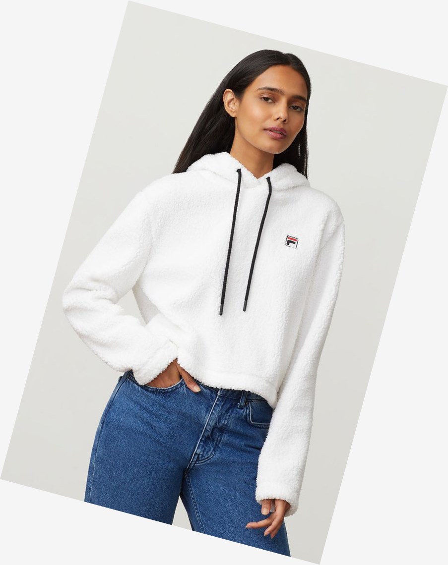 Fila Ember Crop Hoodie Wht/Blk/Mred | ALZIJ-4825