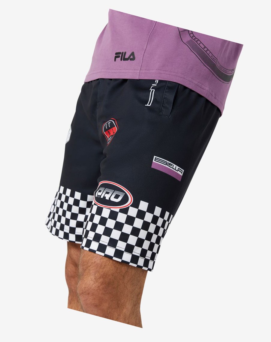 Fila Exzone Checkered Shorts Czarne | VQYTZ-6290