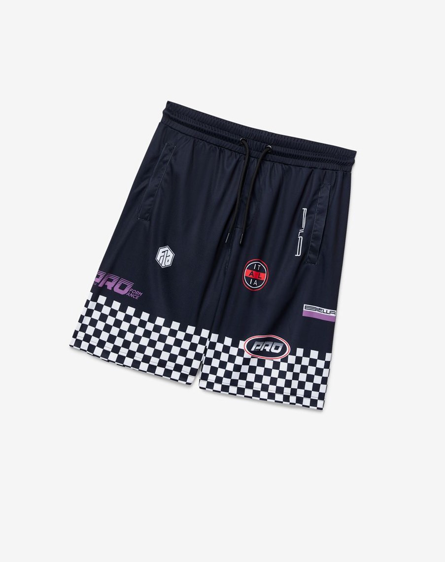 Fila Exzone Checkered Shorts Czarne | VQYTZ-6290