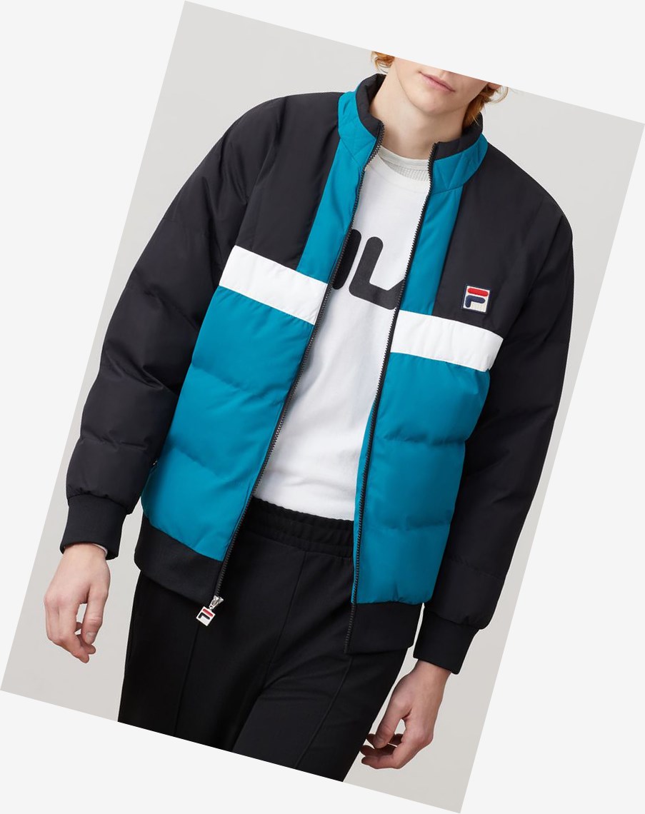 Fila Fausto Ski Jacket Blk/Hblu/Wht | AHXNK-1467