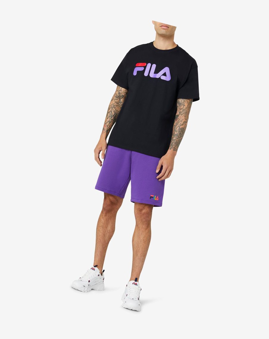 Fila Fila Logo Tee Czarne Fioletowe Czerwone | JBZAH-6790