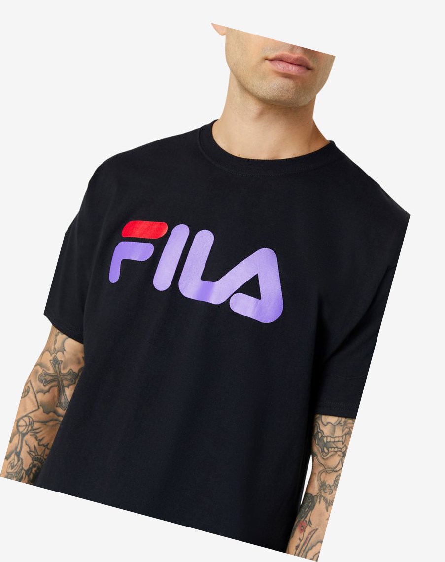 Fila Fila Logo Tee Czarne Fioletowe Czerwone | JBZAH-6790