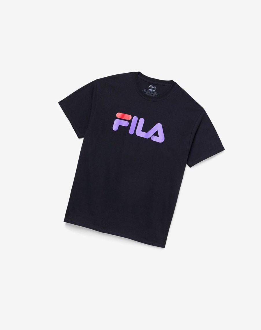 Fila Fila Logo Tee Czarne Fioletowe Czerwone | KMHDJ-3716