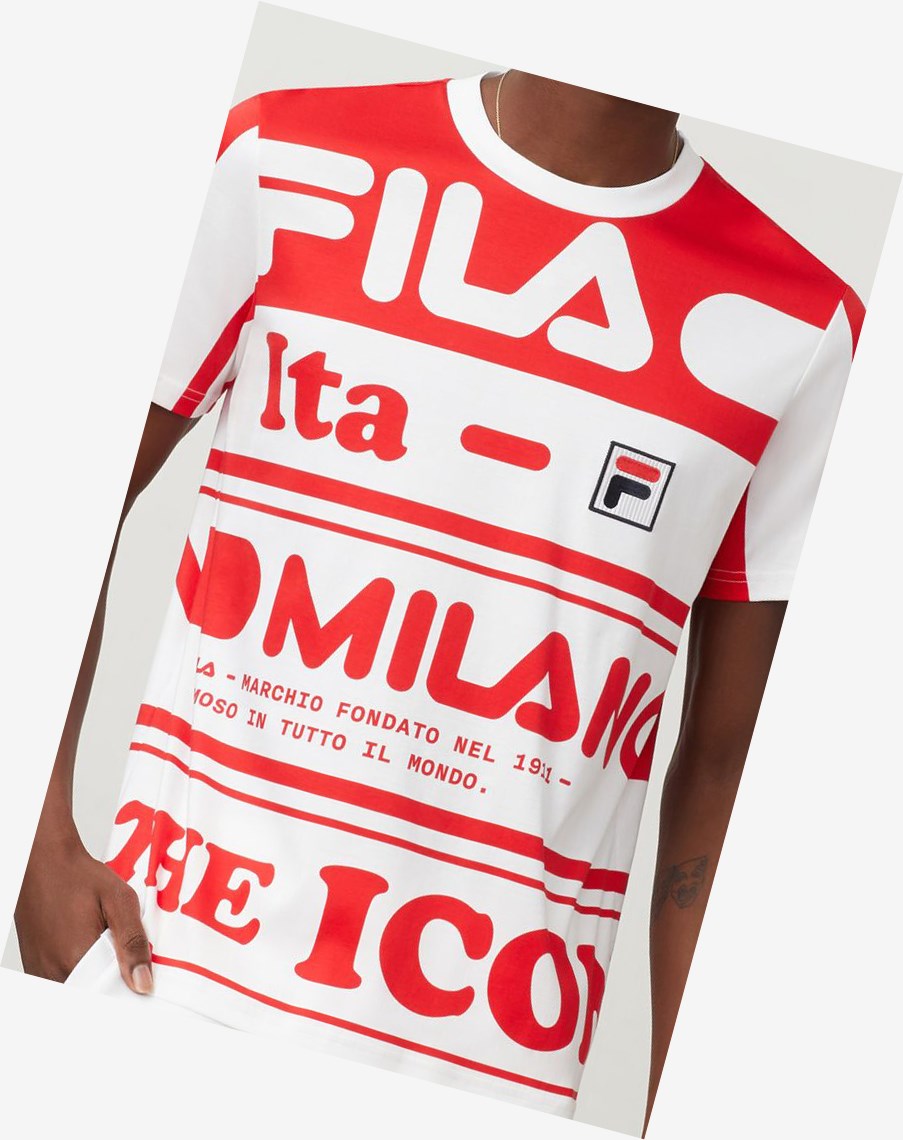 Fila Fila Milano Printed Bawełniane Tee Czerwone | CIKXN-0857