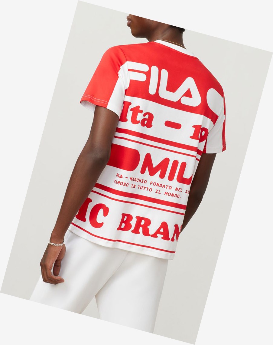 Fila Fila Milano Printed Bawełniane Tee Czerwone | CIKXN-0857