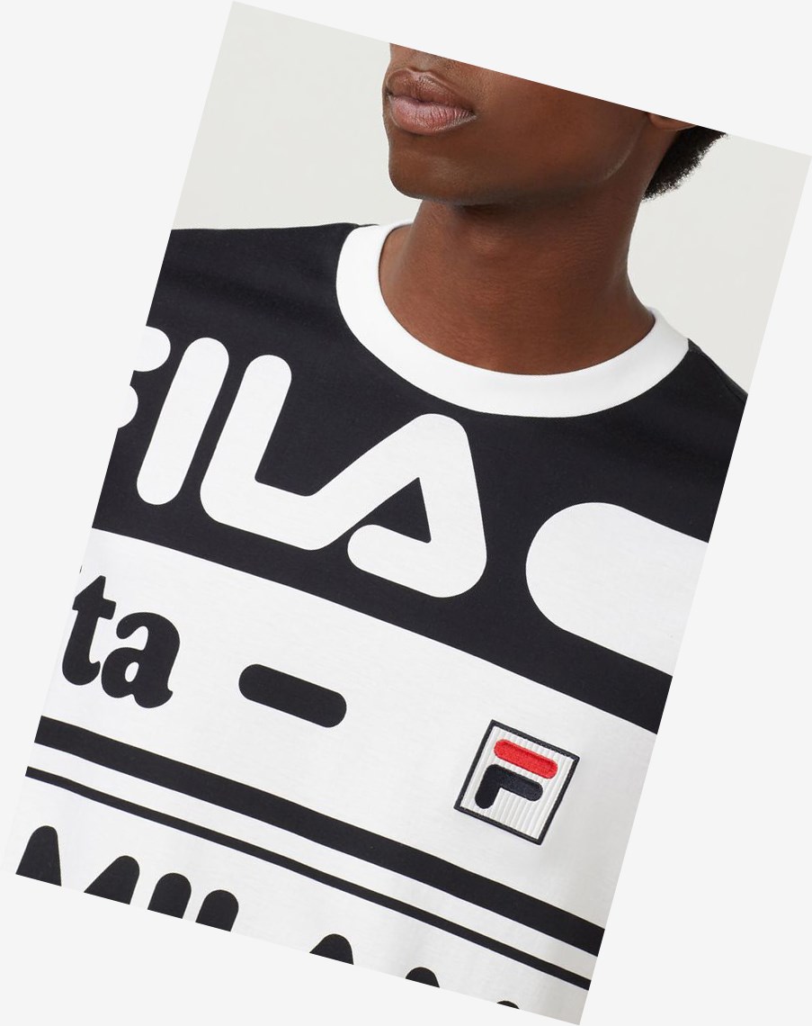 Fila Fila Milano Printed Bawełniane Tee Czarne | LNOCD-0783