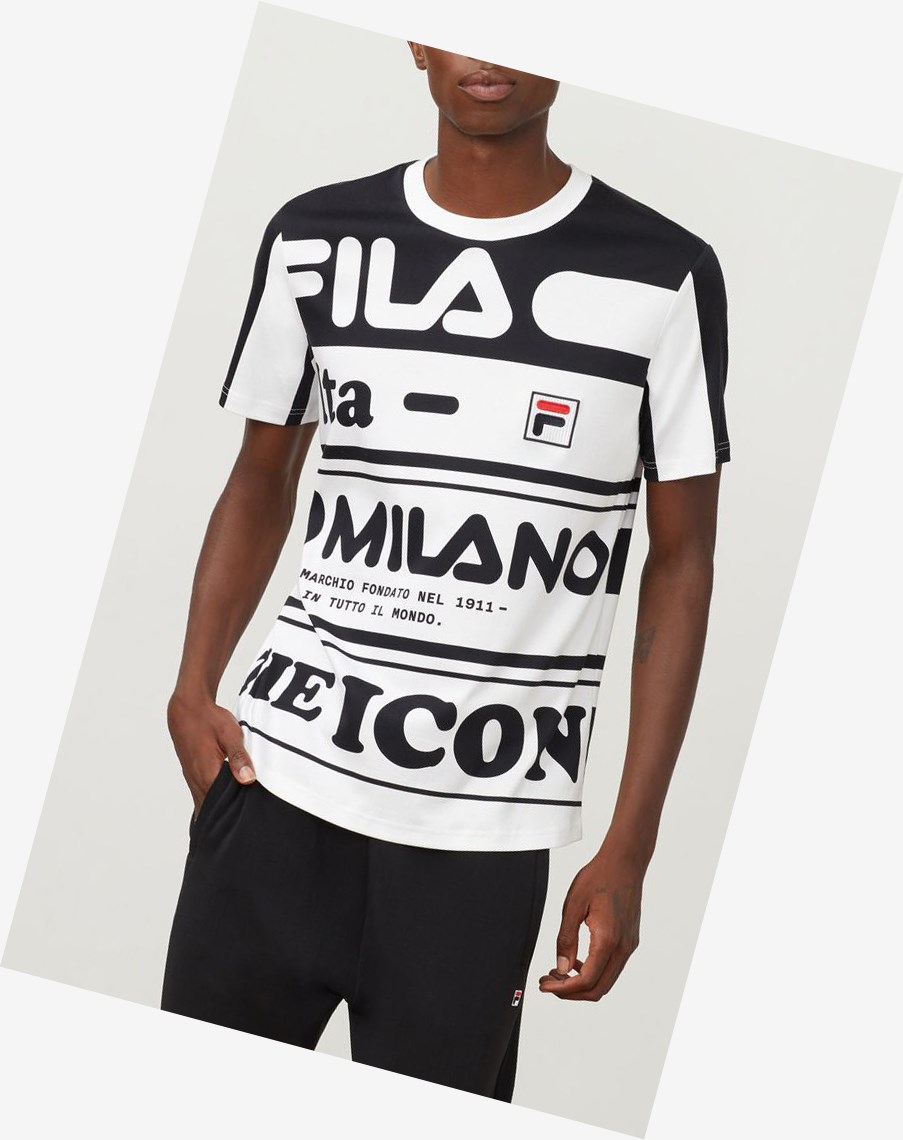 Fila Fila Milano Printed Bawełniane Tee Czarne | LNOCD-0783