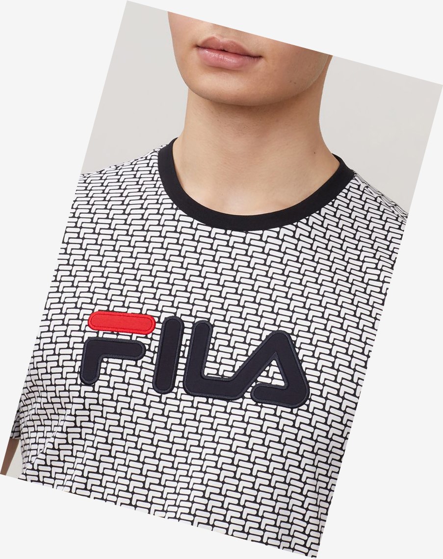 Fila Fila Milano Printed Krótkie Sleeve Tee Czarne | YKECN-8396