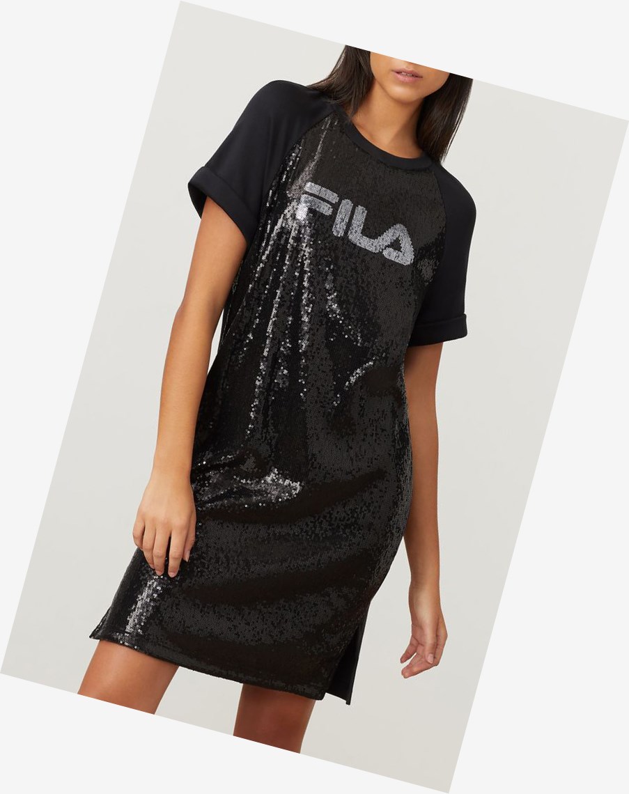 Fila Fila Milano Sequin Sukienki Czarne | NGTIS-5019