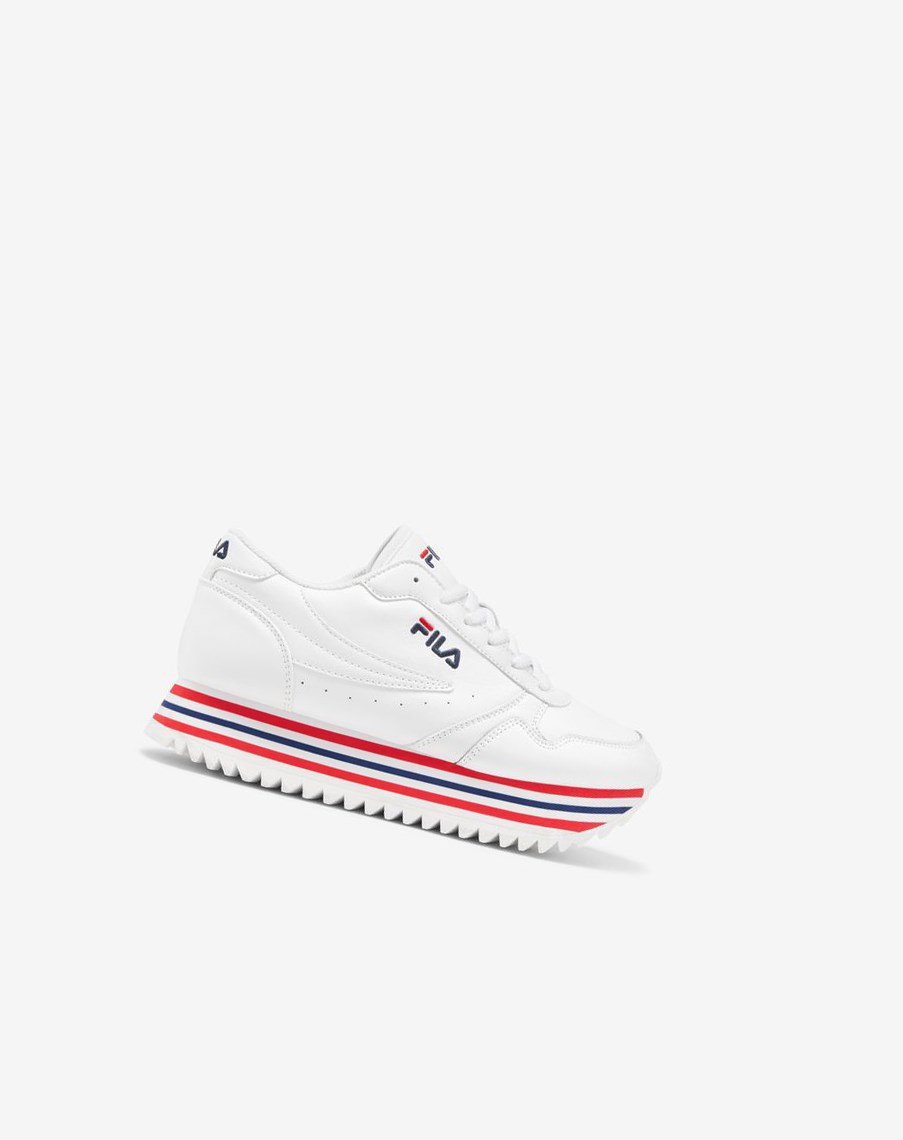 Fila Fila Orbit Stripe Sneakers Białe Granatowe Czerwone | ZQOJH-2695