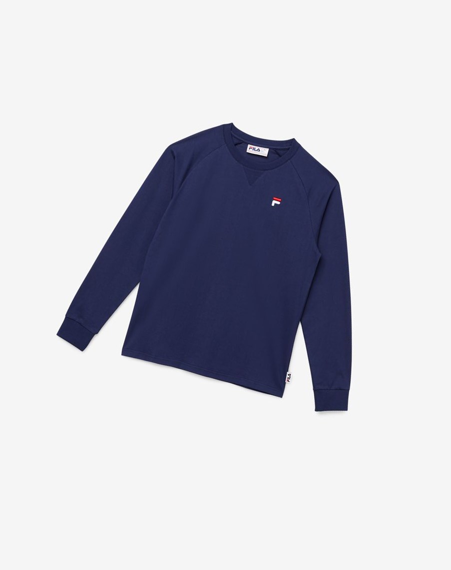 Fila Flynn Long Sleeve Tee 410 Peacoat | EJODW-2150