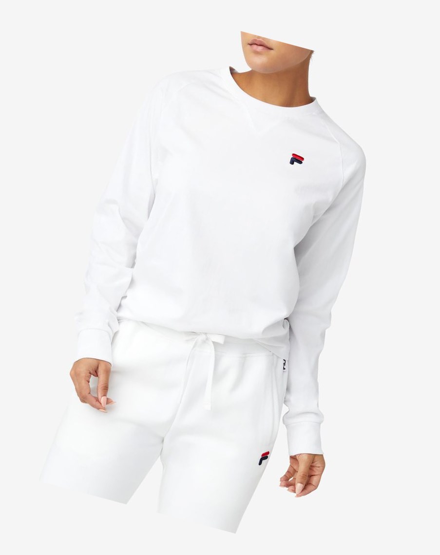 Fila Flynn Long Sleeve Tee Białe | CHBUE-2064