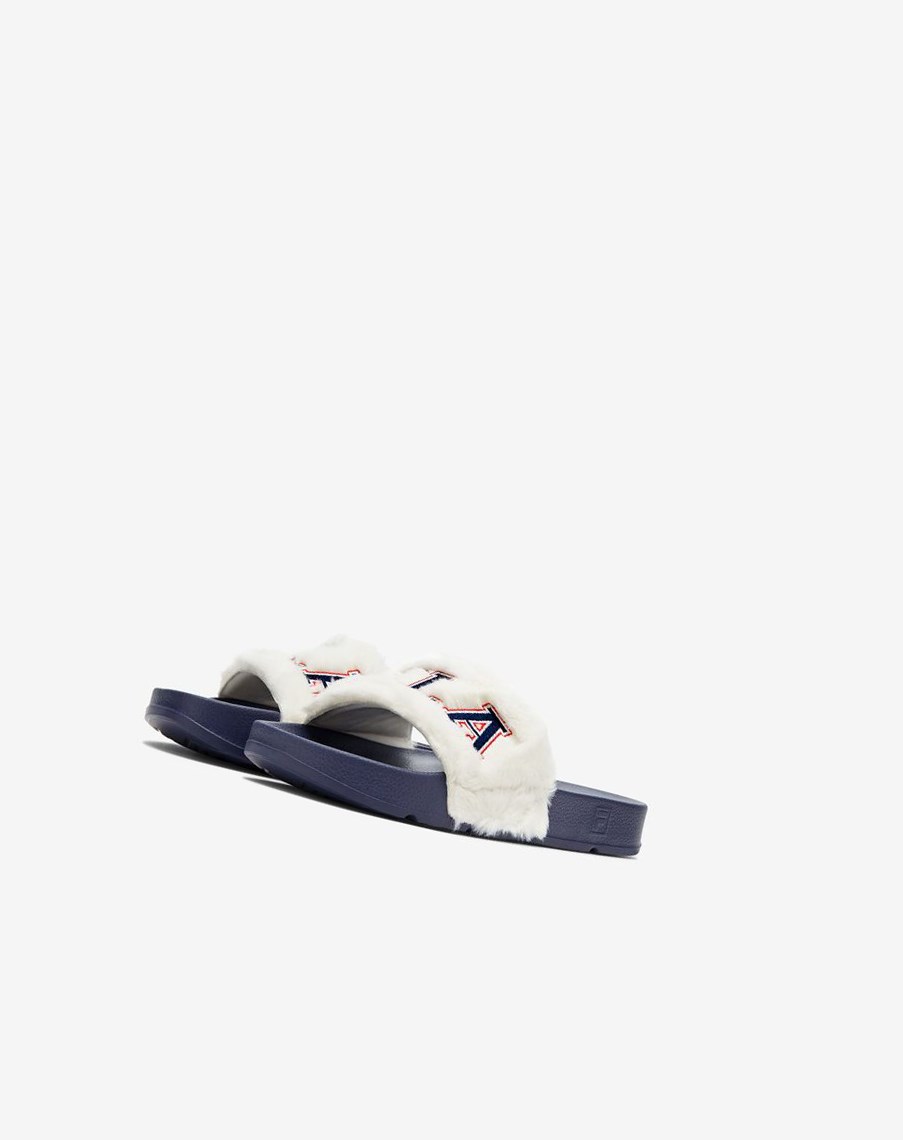 Fila Furry Drifter Collegiate Klapki Sandals Granatowe Czerwone | CWKXG-9130