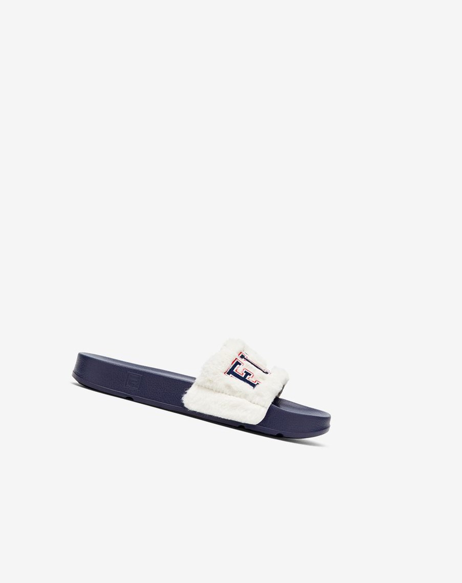 Fila Furry Drifter Collegiate Klapki Sandals Granatowe Czerwone | CWKXG-9130