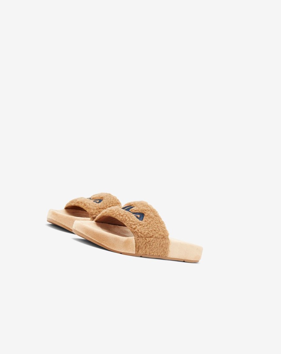 Fila Fuzzy Drifter Klapki Sandals Beżowe Granatowe Czerwone | GQPRB-6418