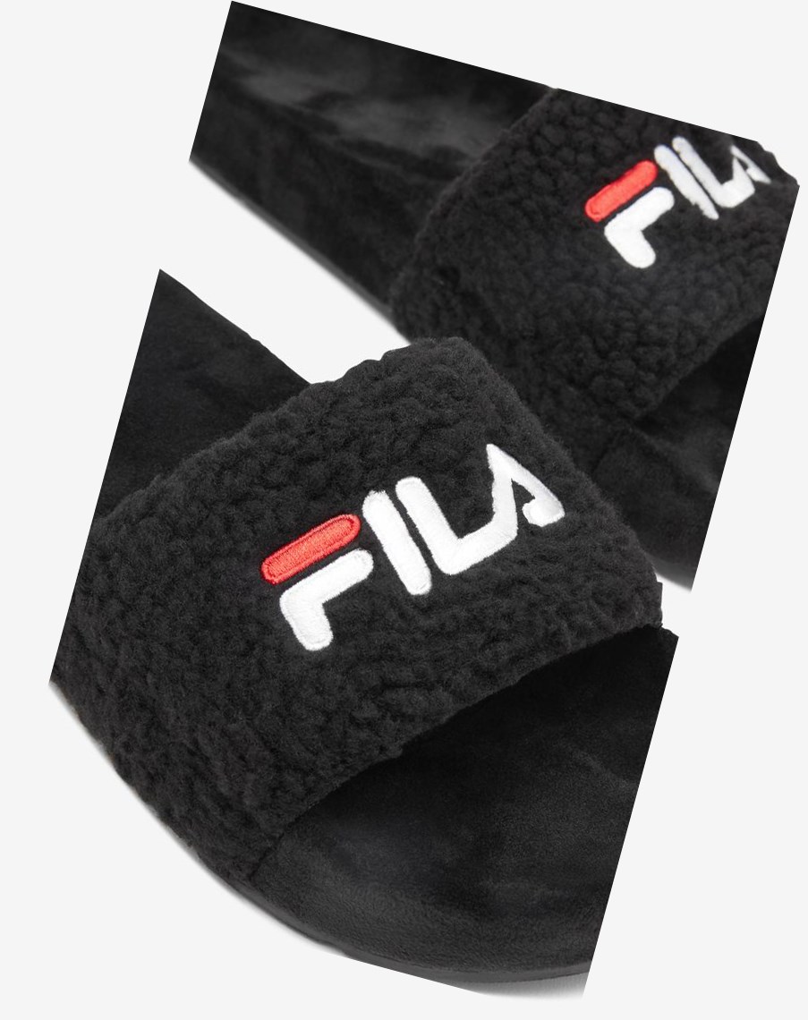 Fila Fuzzy Drifter Klapki Sandals Czarne Czerwone Białe | FEWJU-7642