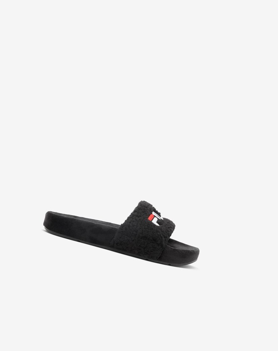 Fila Fuzzy Drifter Klapki Sandals Czarne Czerwone Białe | FEWJU-7642