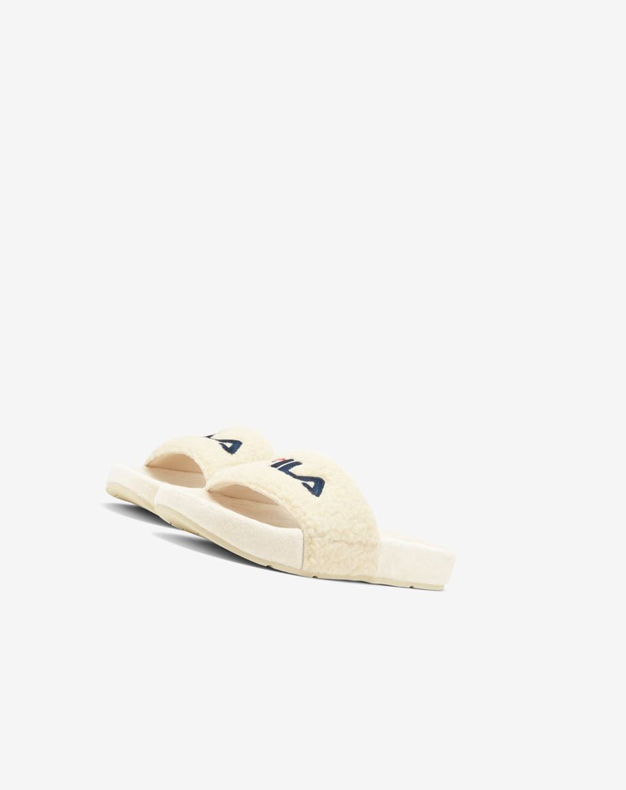 Fila Fuzzy Drifter Klapki Sandals Kremowe Granatowe Czerwone | DJVXT-4251