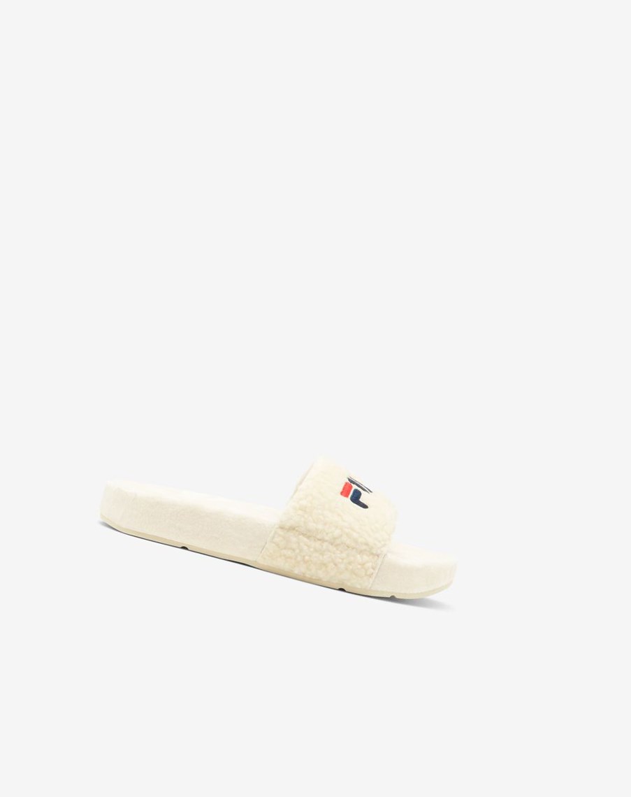 Fila Fuzzy Drifter Klapki Sandals Kremowe Granatowe Czerwone | DJVXT-4251