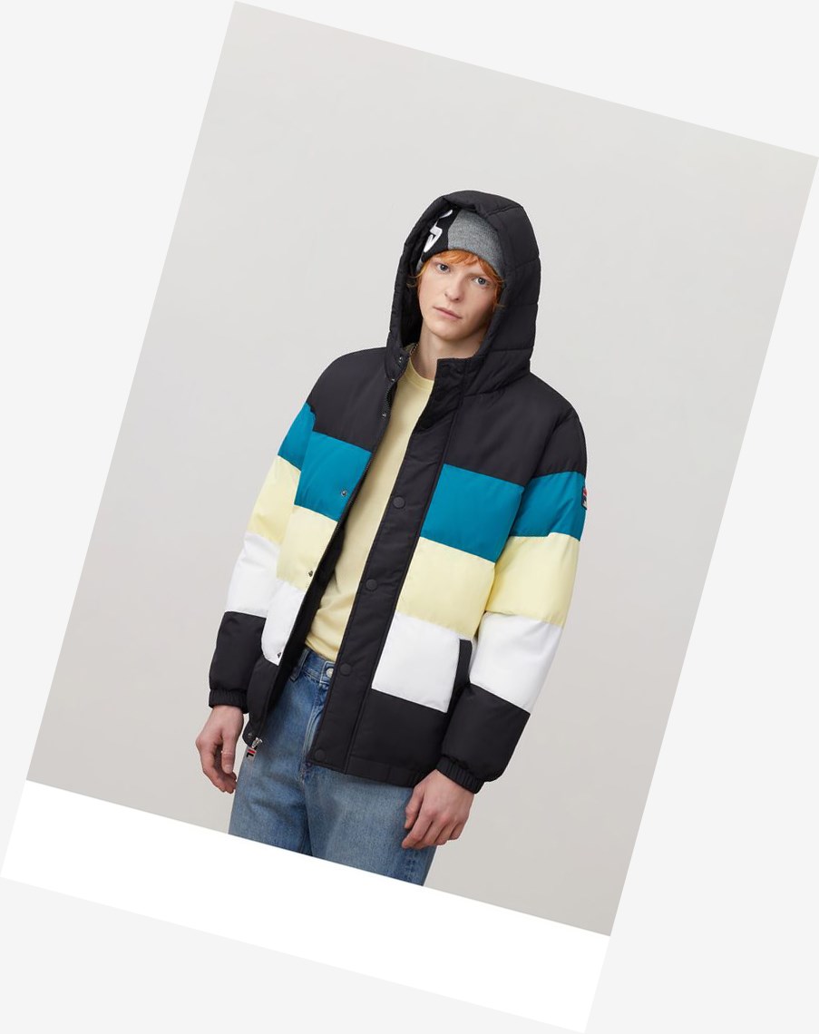 Fila Giovanni Puffa Jacket Blk/Hblu/Gfus | RULWD-5791