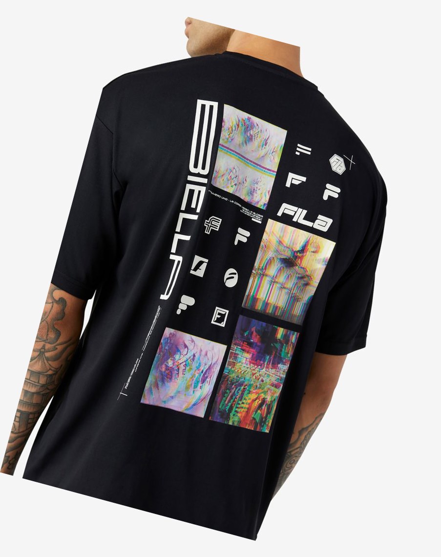 Fila Glitch Grafiką Tee Czarne | IETJH-8940