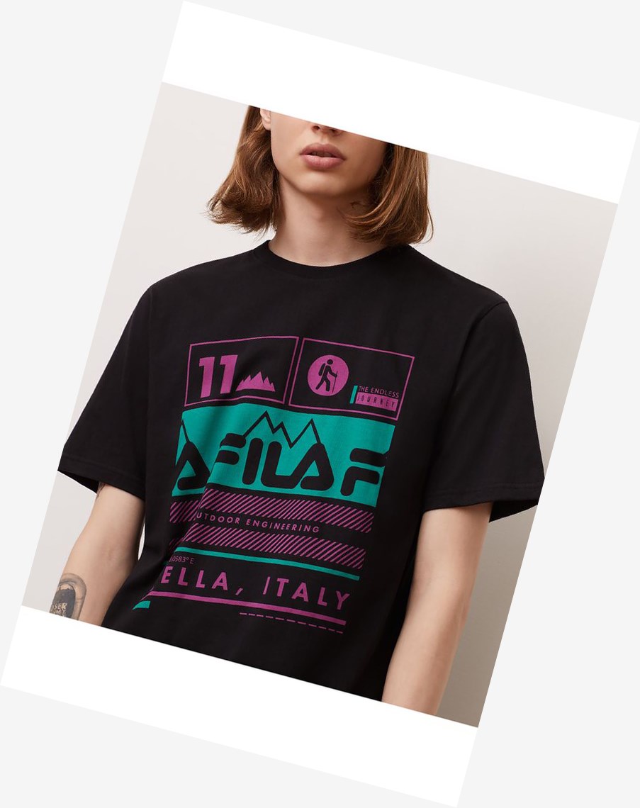 Fila Grid Tee Czarne | PWYZS-1650