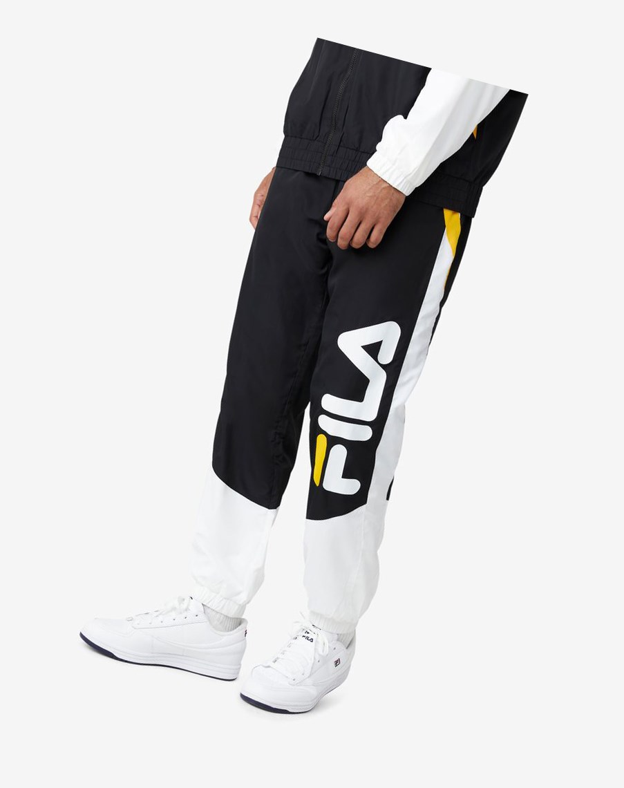 Fila Gustavo Pant Czarne Białe Żółte | PYUEW-1704