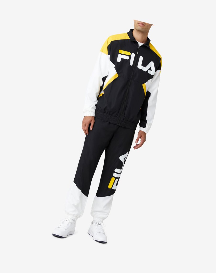 Fila Gustavo Pant Czarne Białe Żółte | PYUEW-1704