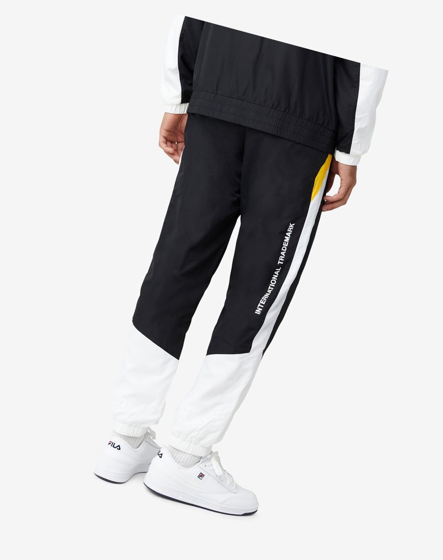 Fila Gustavo Pant Czarne Białe Żółte | XPTYZ-4027