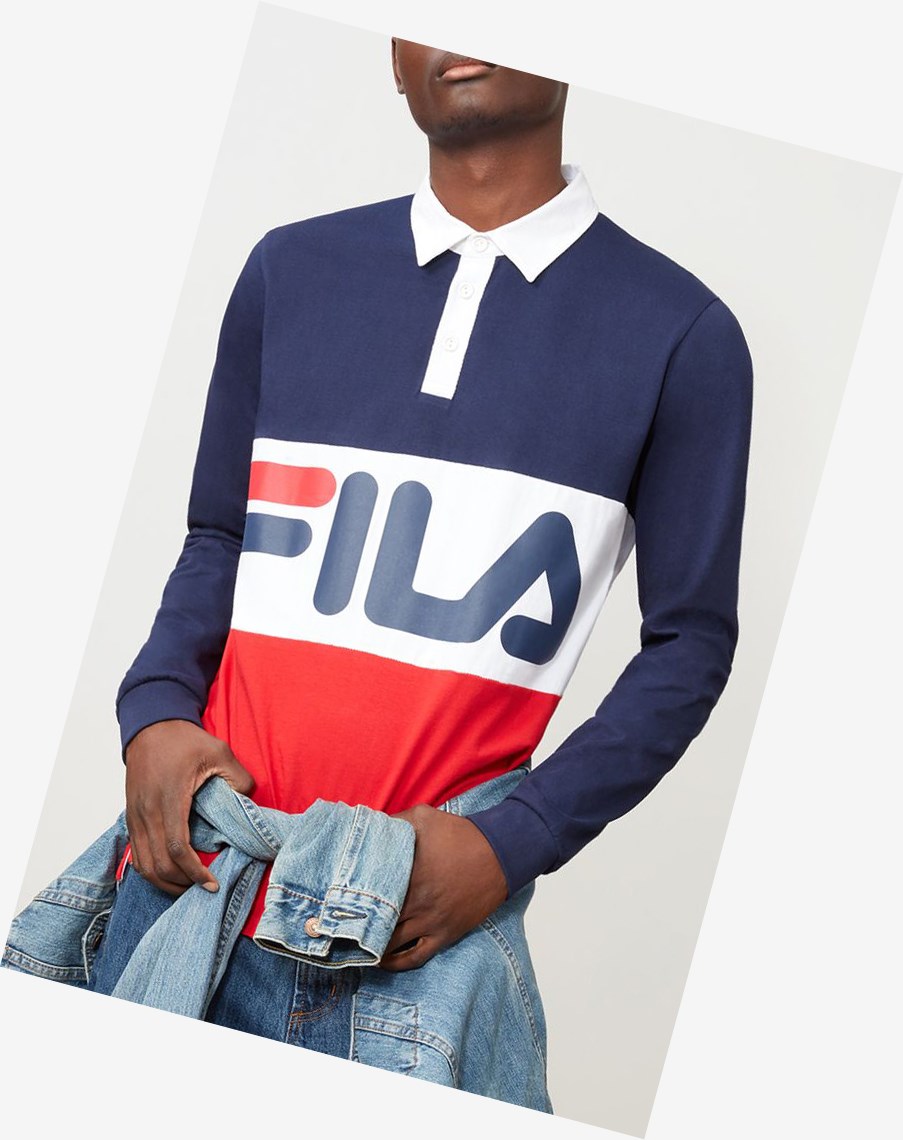 Fila Harley Rugby Shirt Navy/Cred/Wht | SCMLK-5628