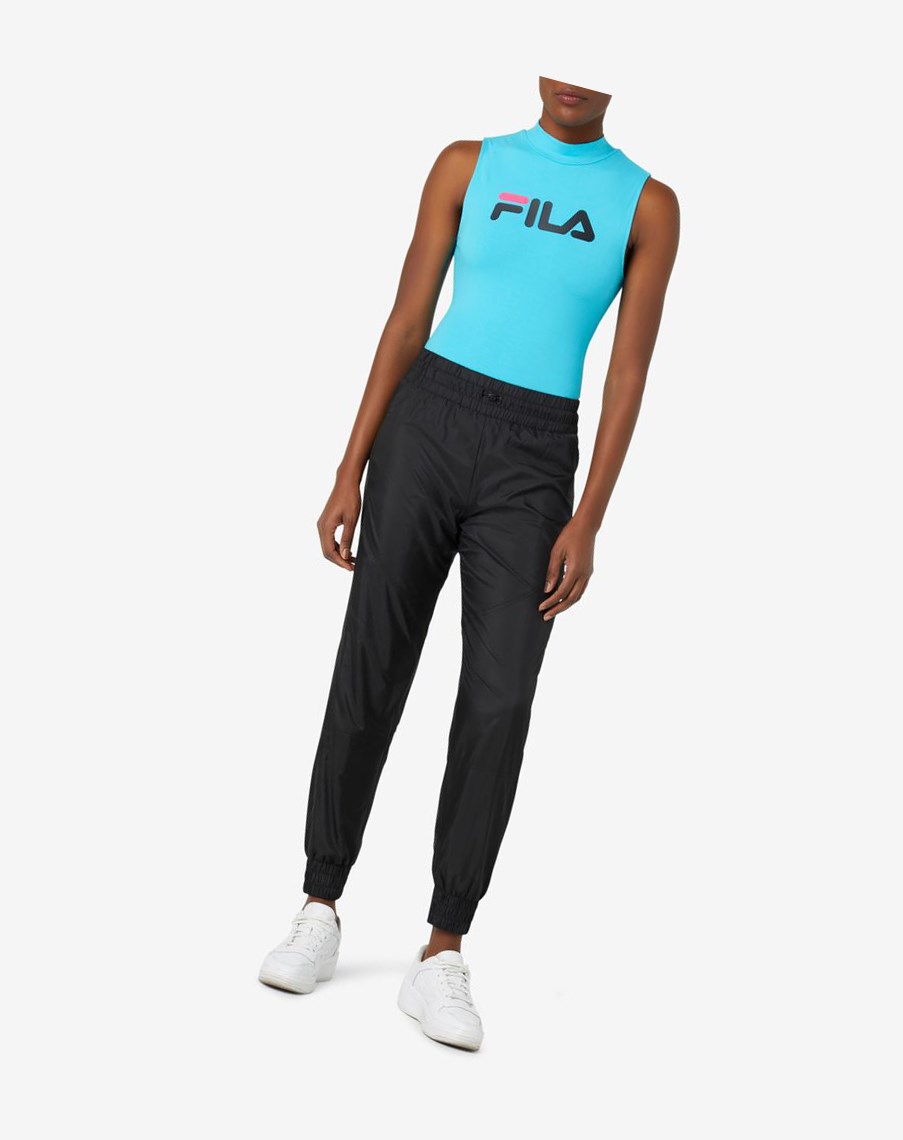 Fila High Intensity Wiatr Pant Czarne Białe | MOBJP-6028