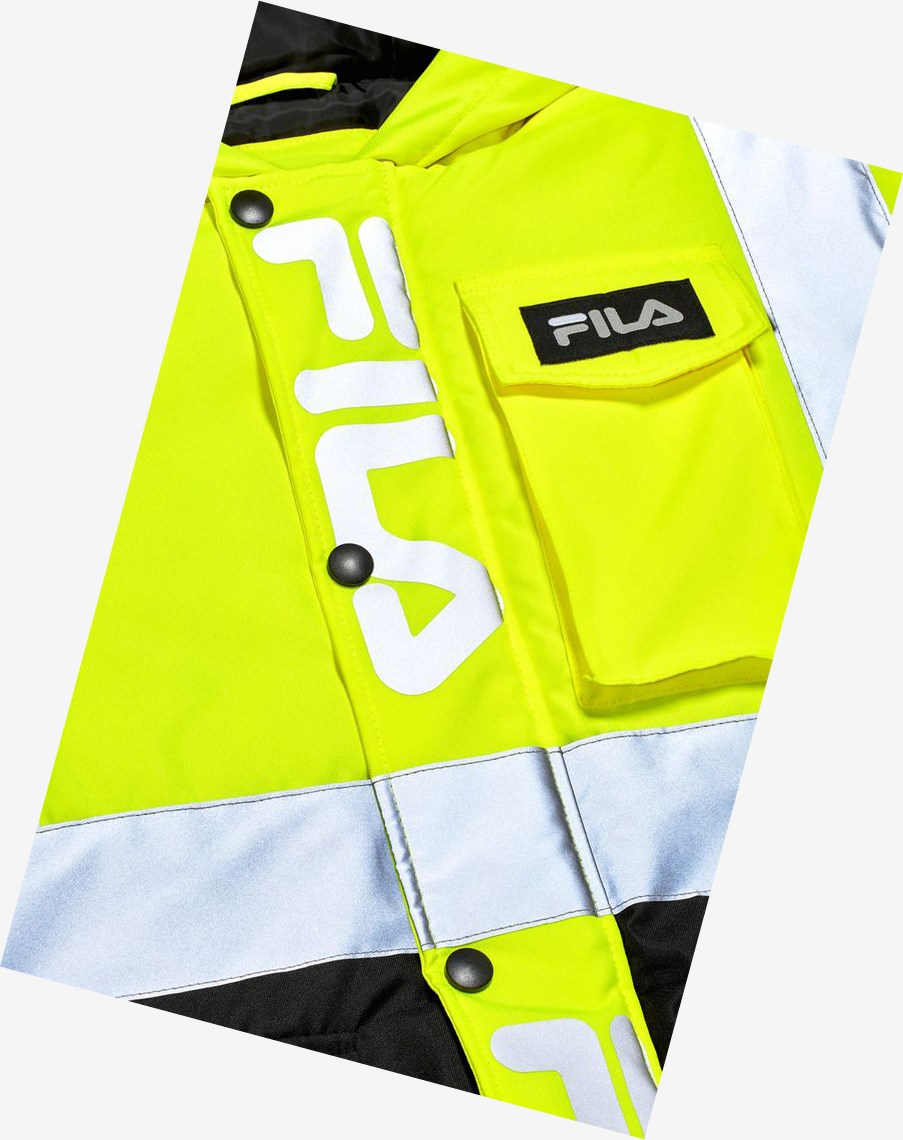 Fila High Visibility Zakapturzony Bomber Jacket Żółte | YUJXP-7156