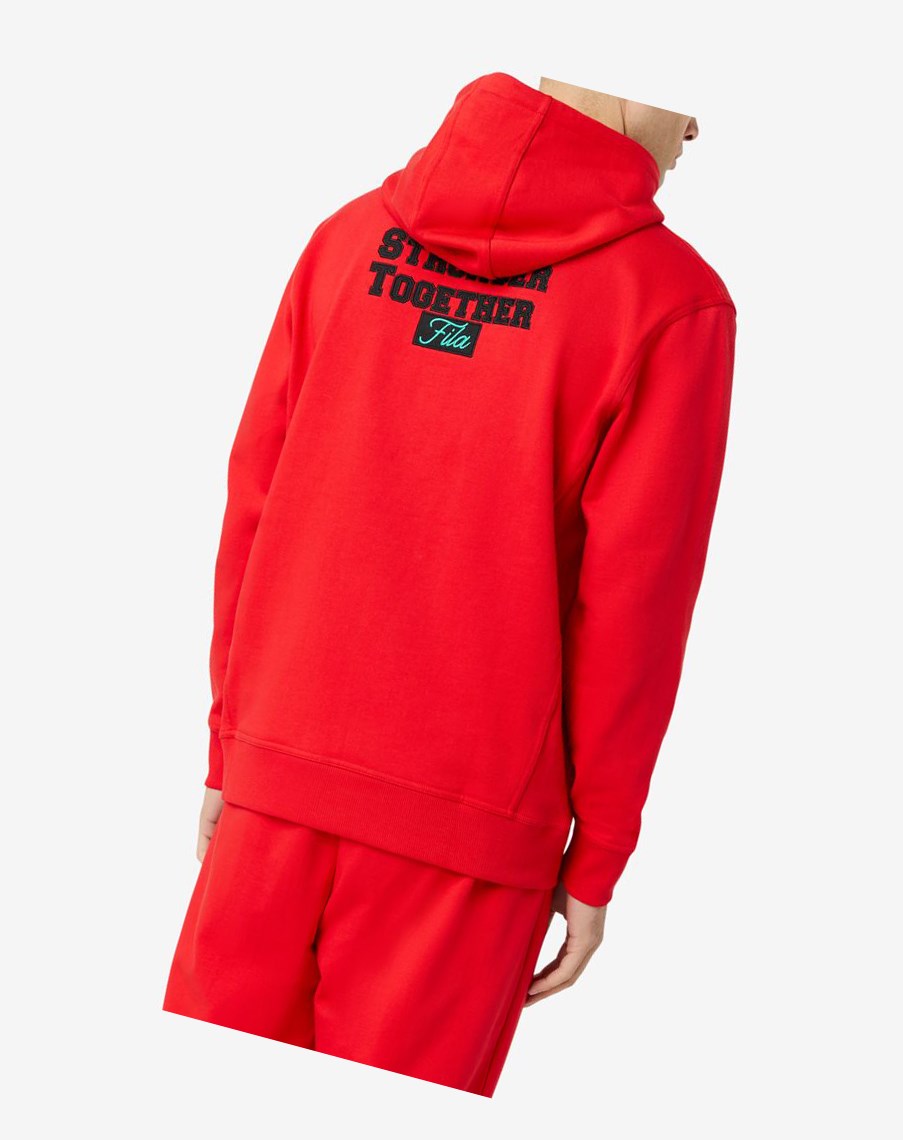 Fila Hunt Hoodie Czerwone | SXZNA-4152