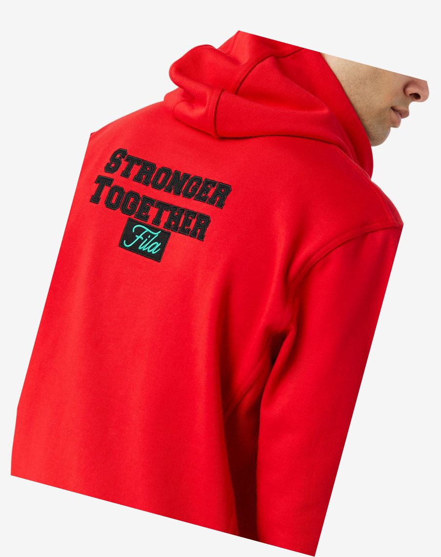 Fila Hunt Hoodie Czerwone | SXZNA-4152