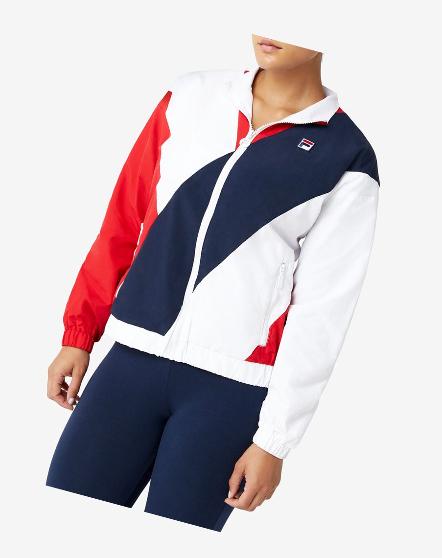 Fila Ishani Windbreaker Czerwone Białe | JIUYA-5324