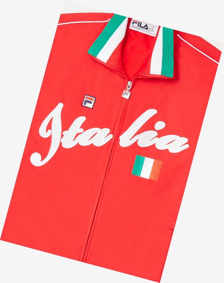 Fila Italia Track Jacket Czerwone Białe | JWPOM-9062