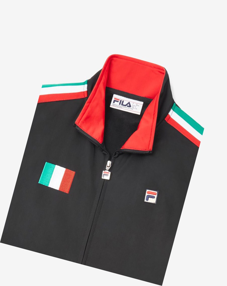 Fila Italy Track Jacket Czarne Czerwone | CDWXO-8320