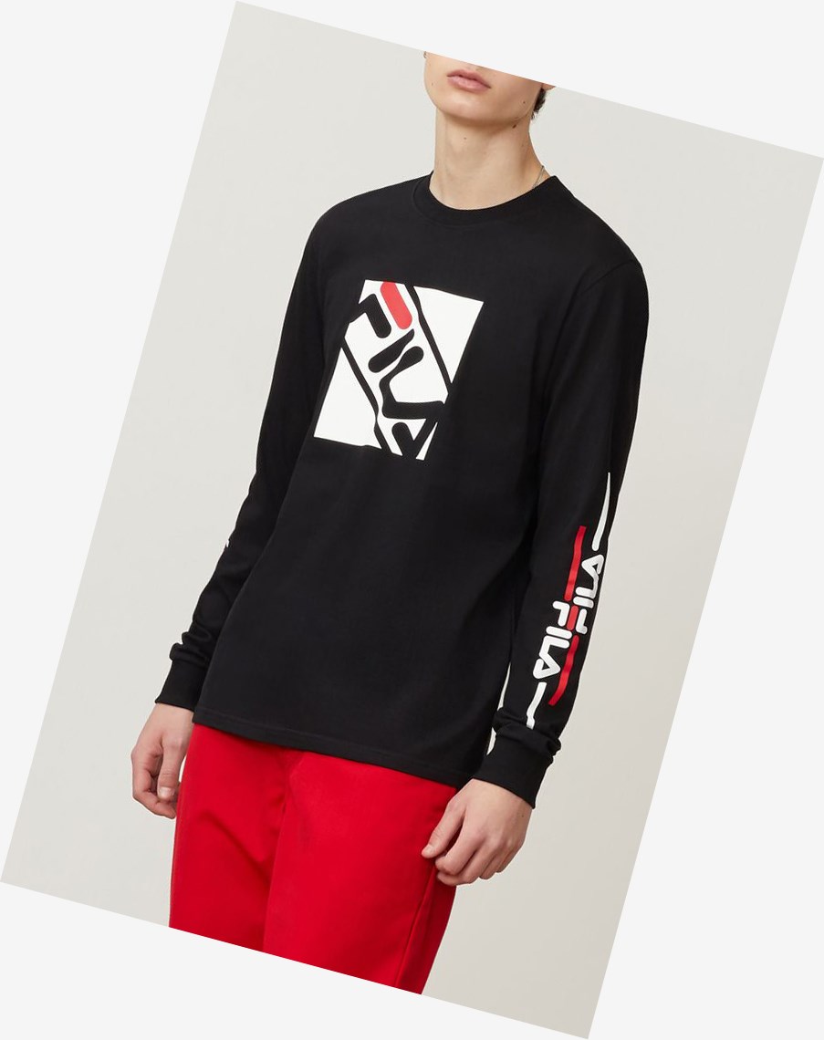 Fila Jaylen Long Sleeve Tee Blk/Wht/Cred | HFRVX-8640