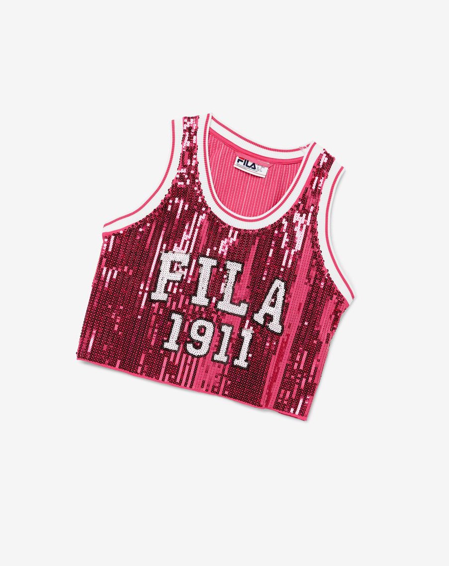 Fila Kiki Glam Crop Jersey 686 Magenta | VOPYQ-0872