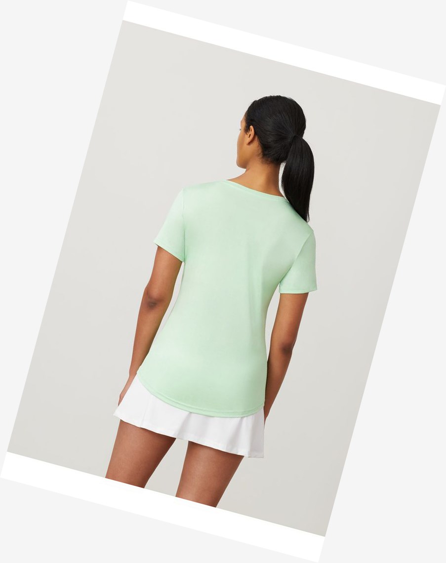 Fila Krótkie Sleeve V-neck Greenashhth | SBIGZ-5741