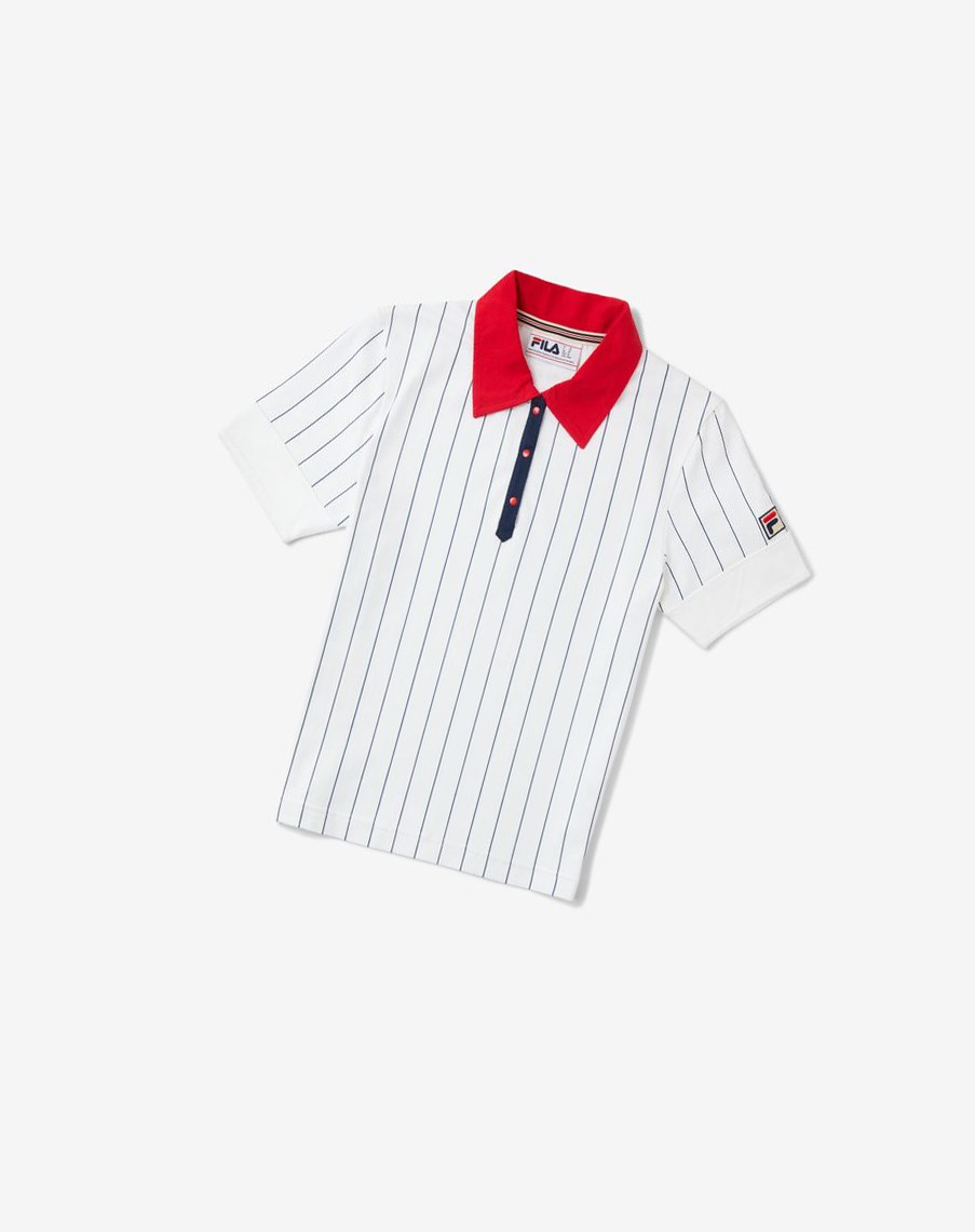 Fila Lacy Premium Polo Białe Czerwone | GHUSD-7604