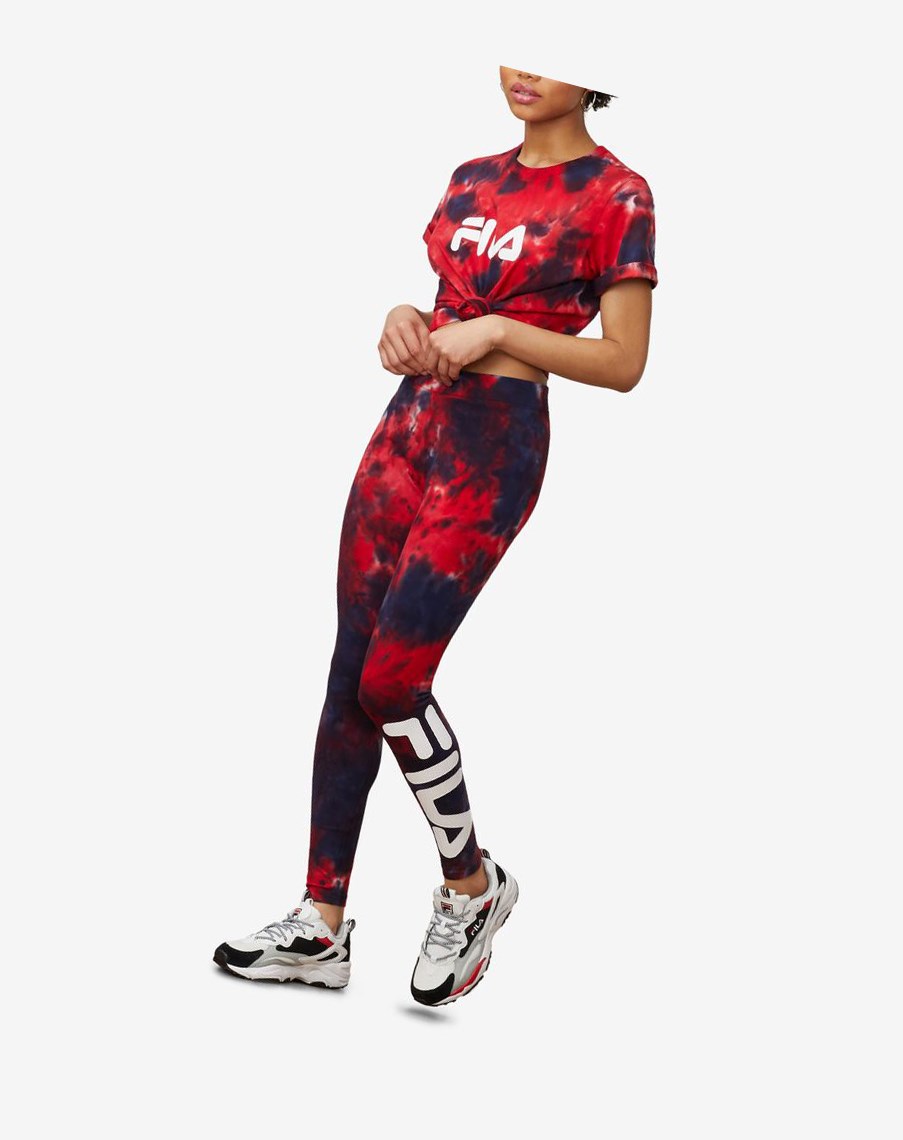 Fila Laila Tie Dye Legging Czerwone | GSKJW-2148