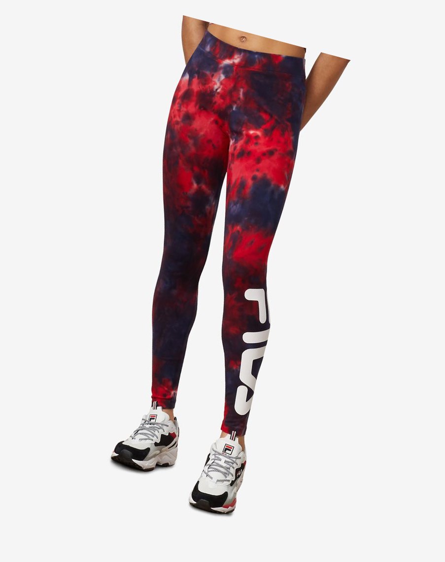 Fila Laila Tie Dye Legging Czerwone | VHCUN-8690